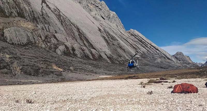 Arrival by helicopter